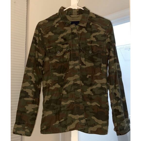 American Eagle “NAH” broken‎ heart camouflage jacket., Size Small - Picture 2 of 6